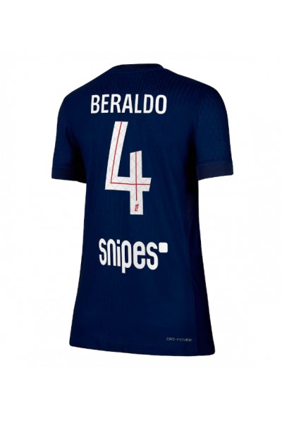 Paris Saint-Germain Lucas Beraldo #4 Jalkapallovaatteet Naisten Kotipaita 2025-26 Lyhythihainen Paris Saint-Germain Lucas Beraldo #4 Jalkapallovaatteet Naisten Kotipaita 2025-26 Lyhythihainen